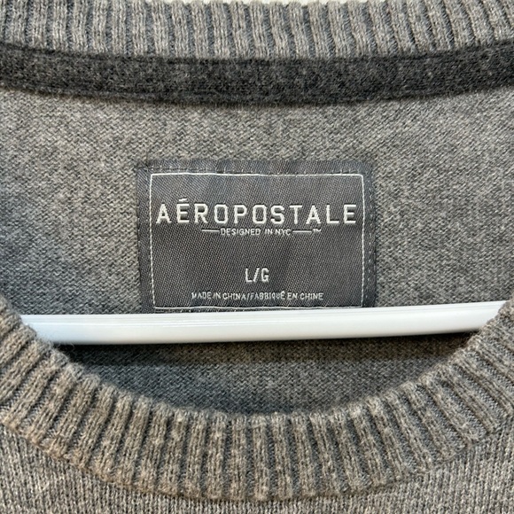 Aeropostale Wool Infused Gray Casual Sweater Crew Neck Pullover Preppy Men's Lg - Picture 3 of 8